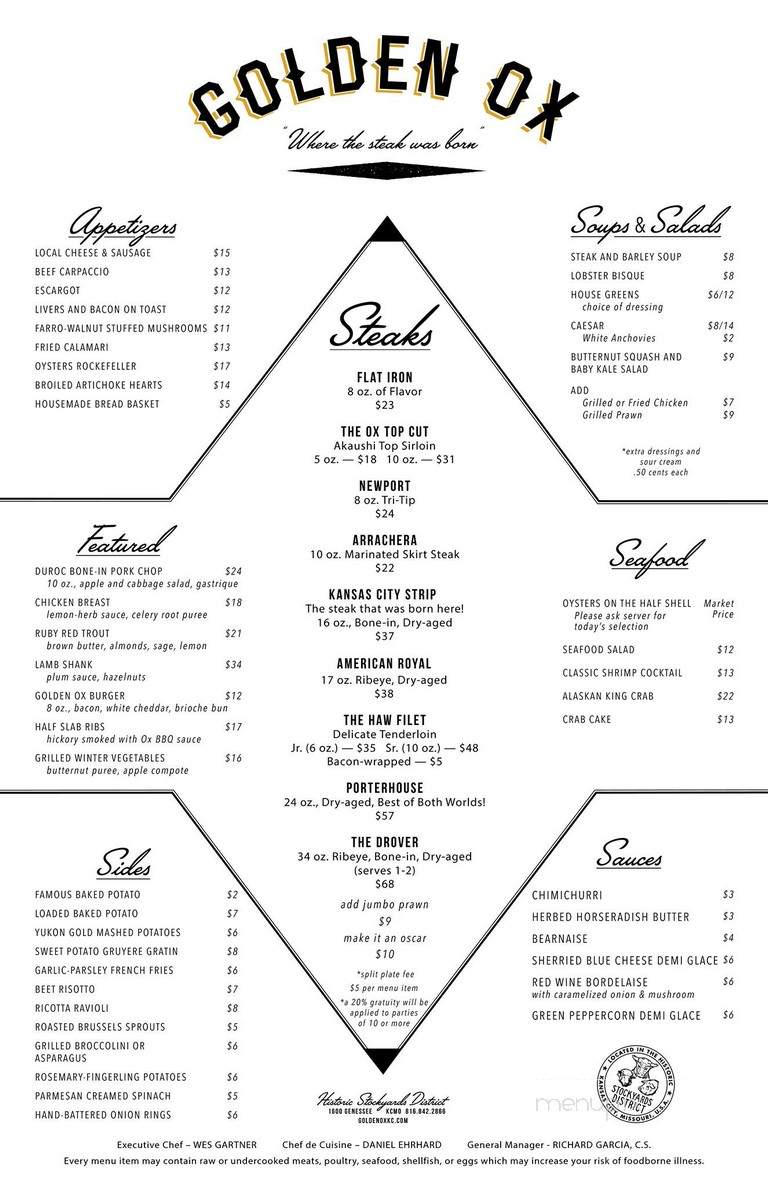 Golden Ox Restaurant & Lounge - Kansas City, MO menu_pic
