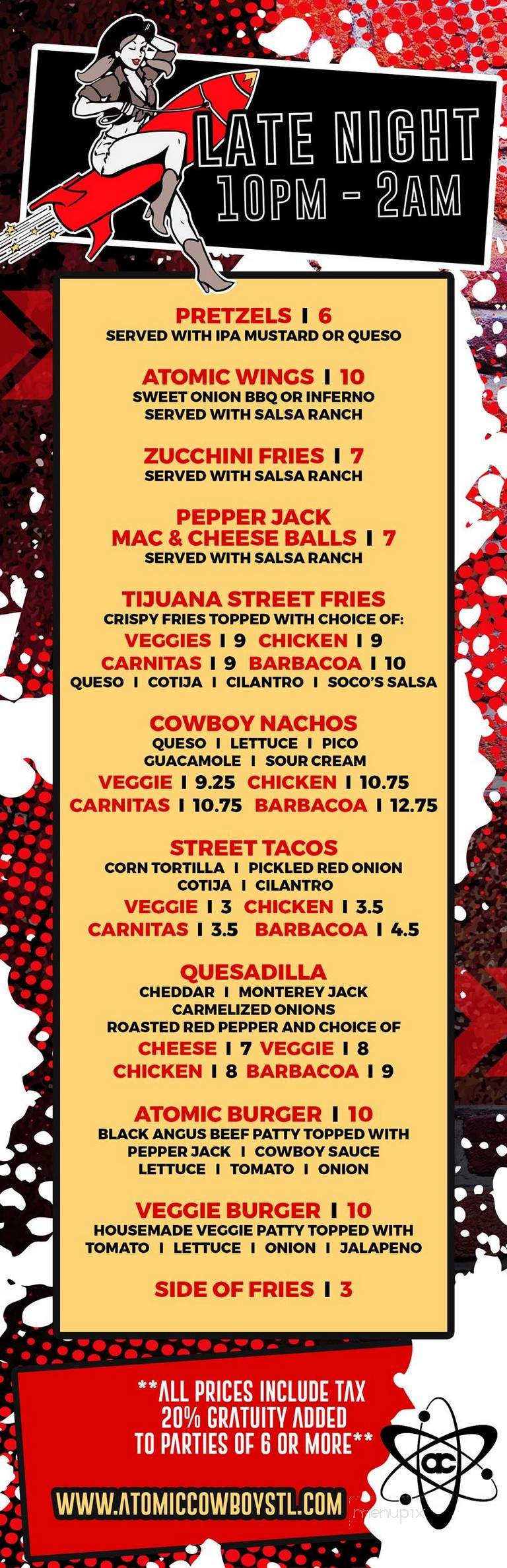 Atomic Cowboy - Saint Louis, MO menu_pic