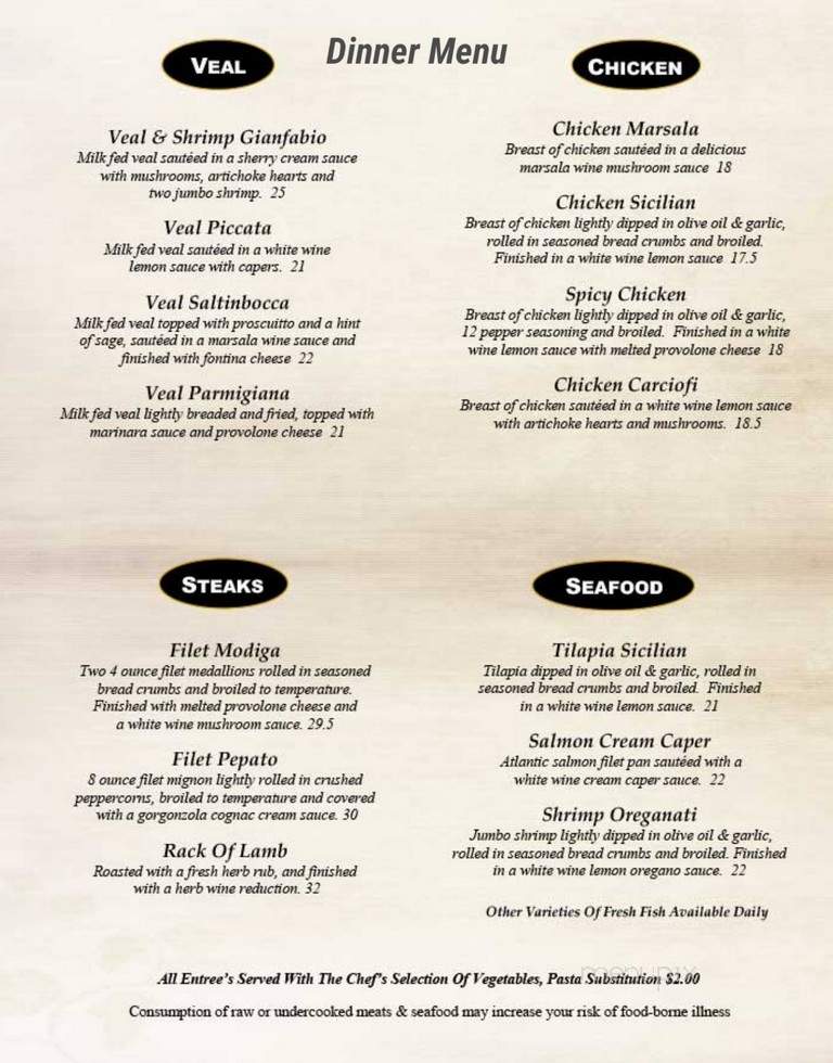 Gianfabio's Italian Cafe - Chesterfield, MO menu_pic