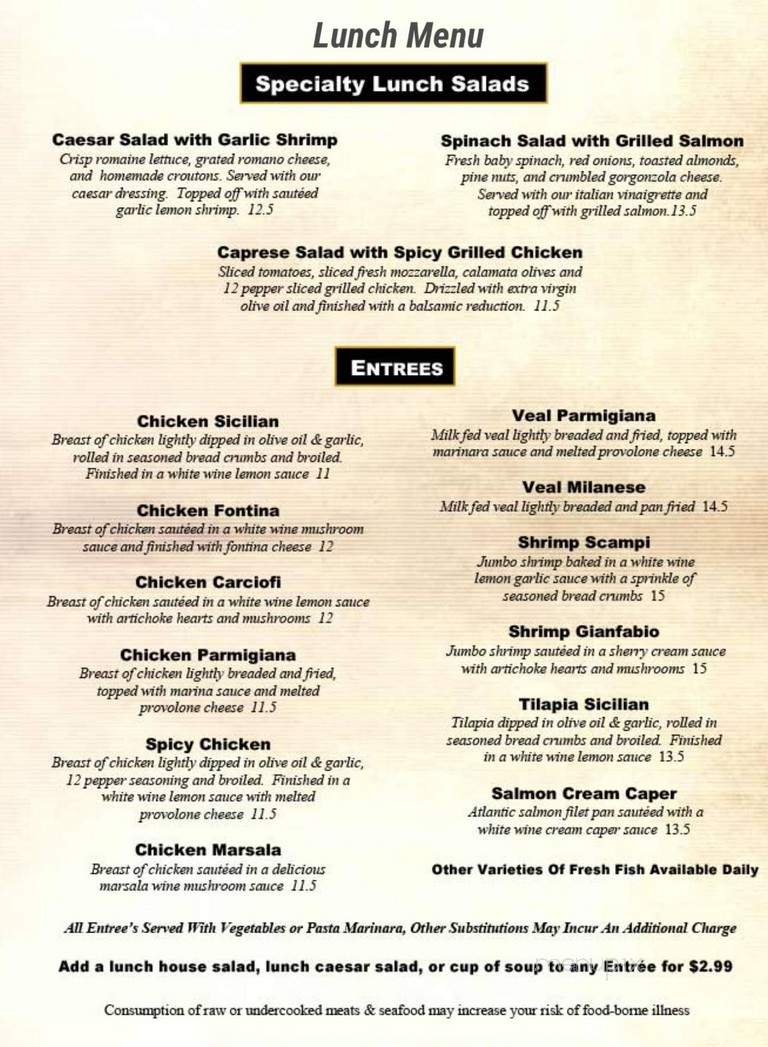 Gianfabio's Italian Cafe - Chesterfield, MO menu_pic