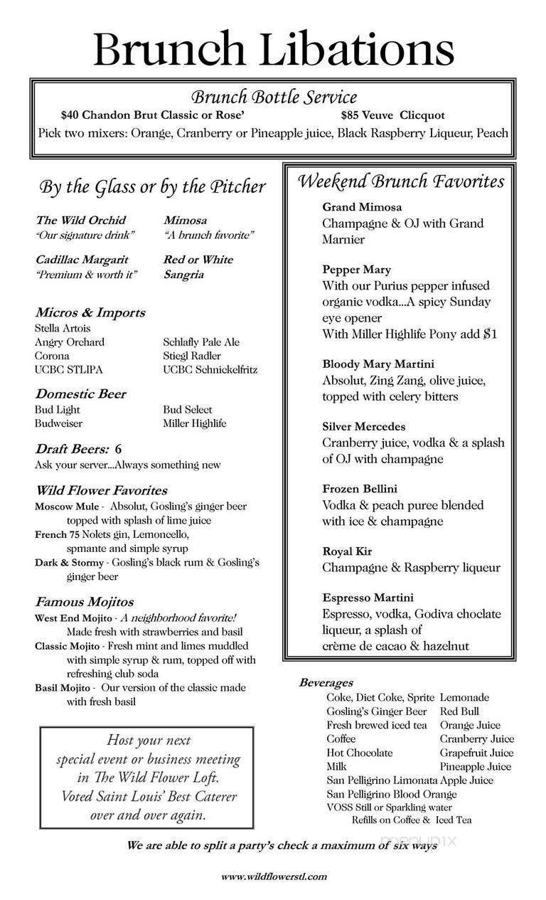 Wild Flower Loft - Saint Louis, MO menu_pic
