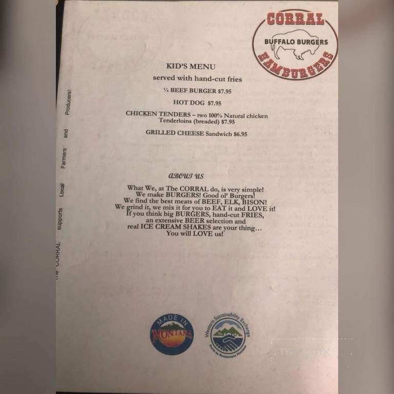Corral Drive Inn - Gardiner, MT menu_pic
