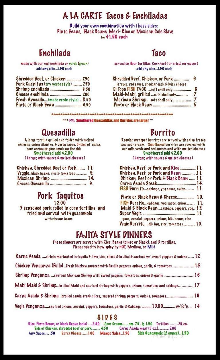 El Topo Cantina - Bigfork, MT menu_pic
