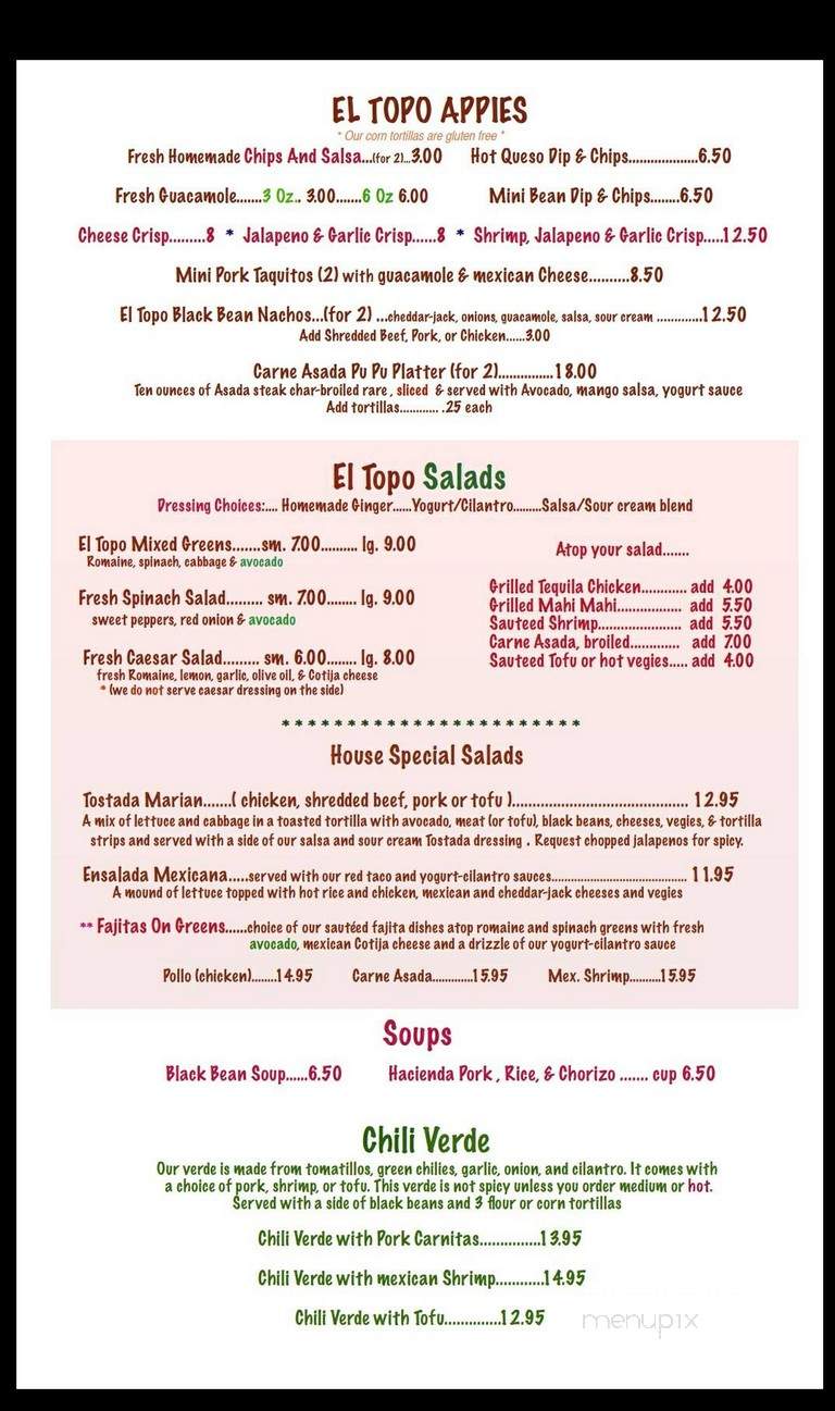 El Topo Cantina - Bigfork, MT menu_pic