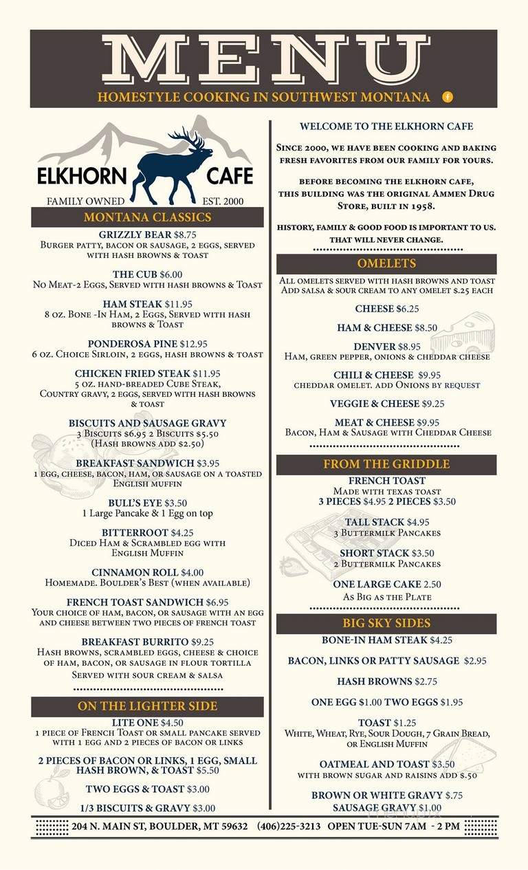 Elkhorn Bistro - Boulder, MT menu_pic