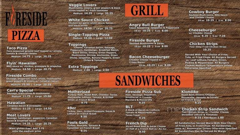 Fireside Sandwich & Pizza Shop - Stevensville, MT menu_pic