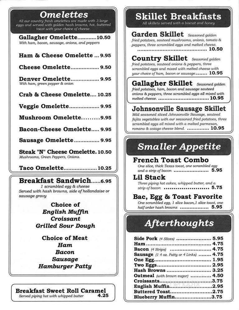 Gallagher's Family Restaurant - Miles City, MT menu_pic