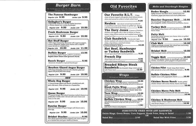 Gallagher's Family Restaurant - Miles City, MT menu_pic