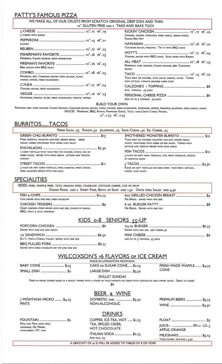 Shack - Twin Bridges, MT menu_pic