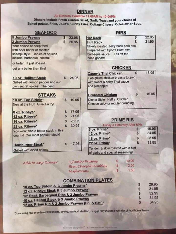 Sports Hut - Columbus, MT menu_pic