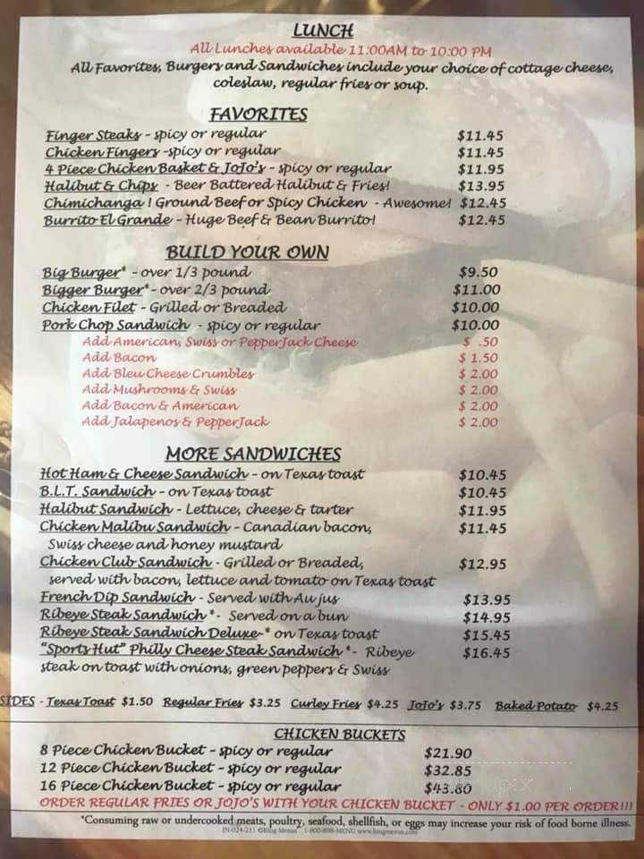 Sports Hut - Columbus, MT menu_pic