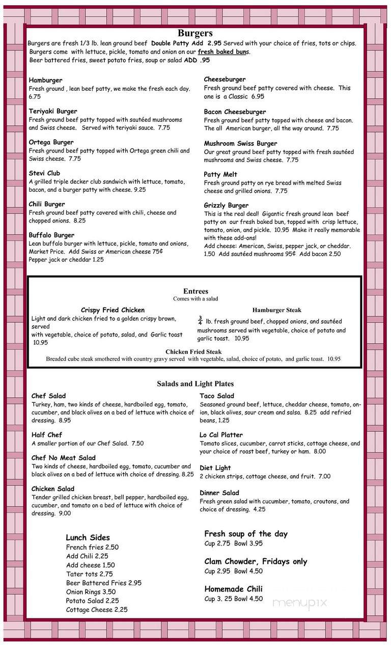 Stevi Cafe - Stevensville, MT menu_pic