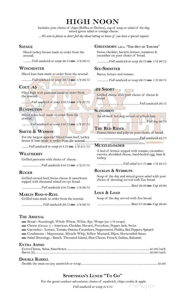 Stray Bullet Cafe - Ovando, MT menu_pic