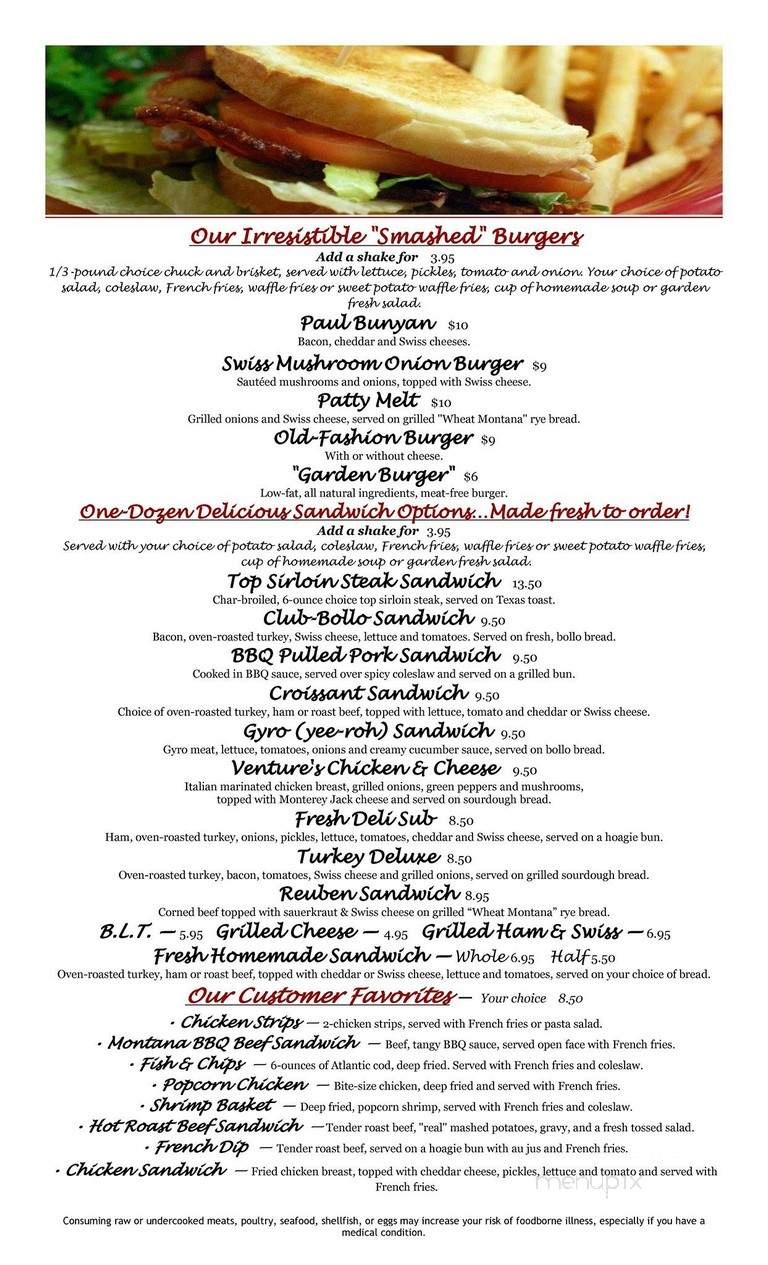 Venture Motor Inn & Restaurant - Libby, MT menu_pic