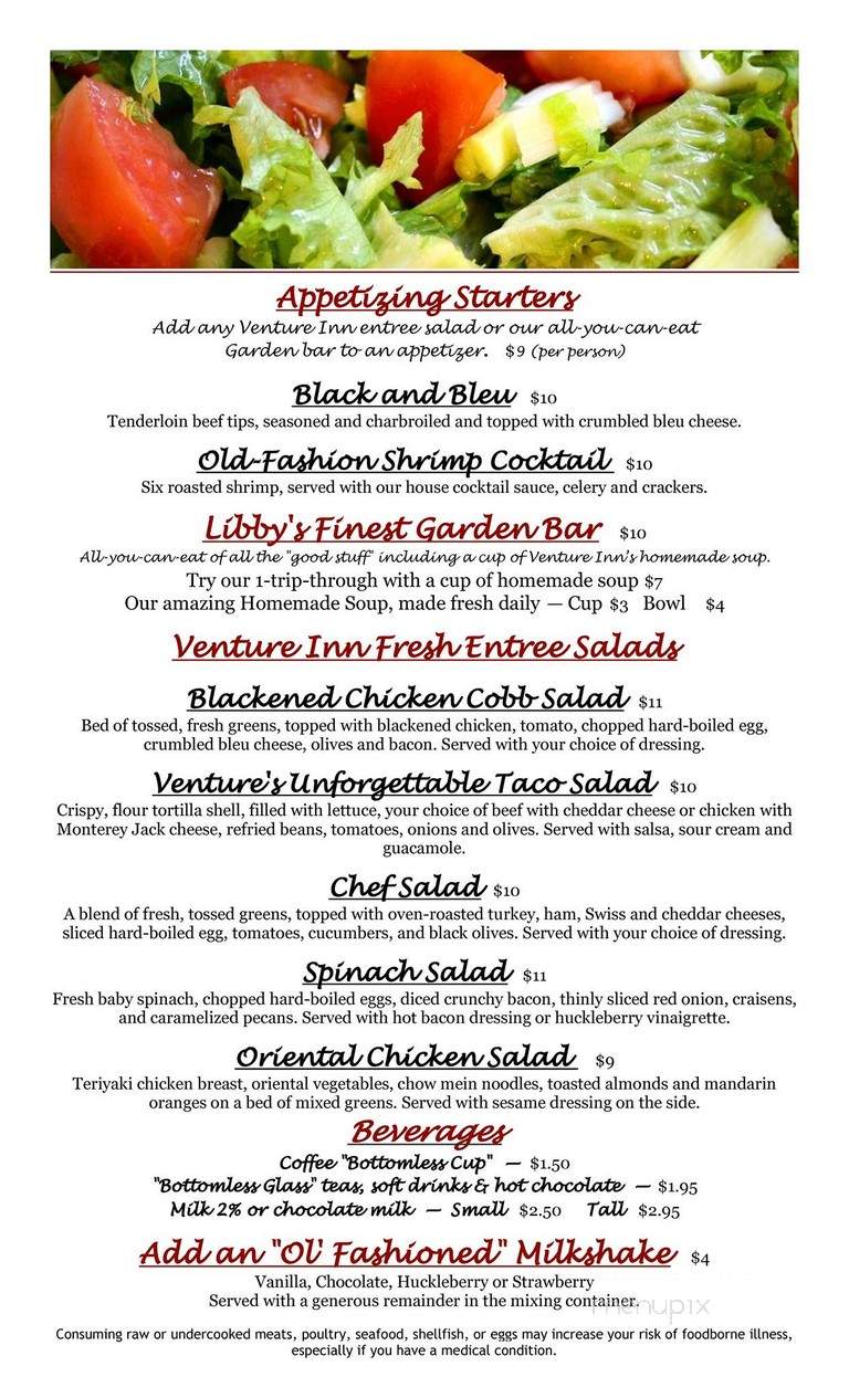 Venture Motor Inn & Restaurant - Libby, MT menu_pic