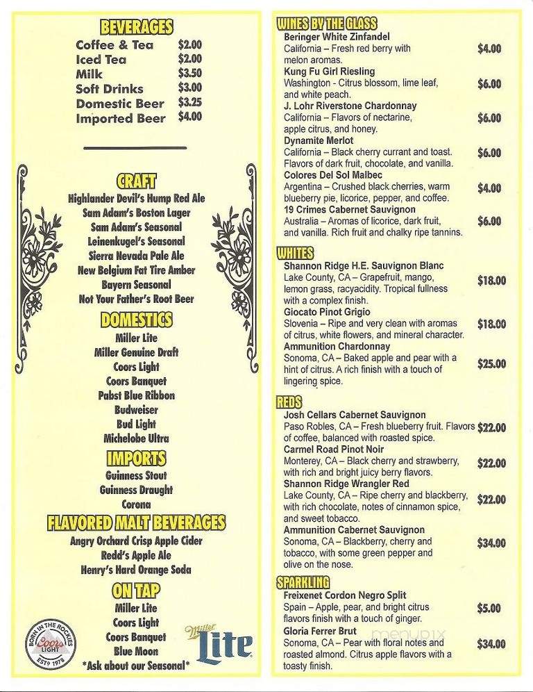 Feedlot Steakhouse - Shepherd, MT menu_pic