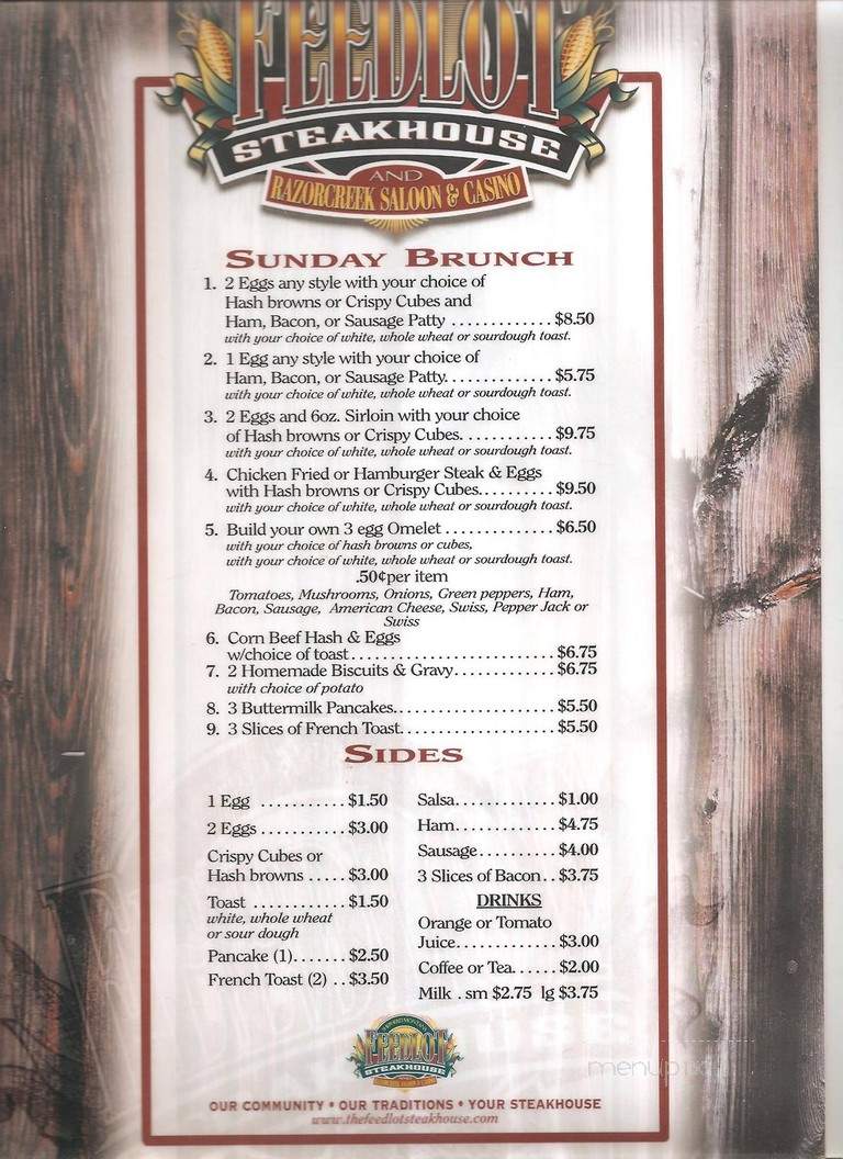 Feedlot Steakhouse - Shepherd, MT menu_pic