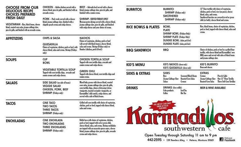 Karmadillos - Helena, MT menu_pic