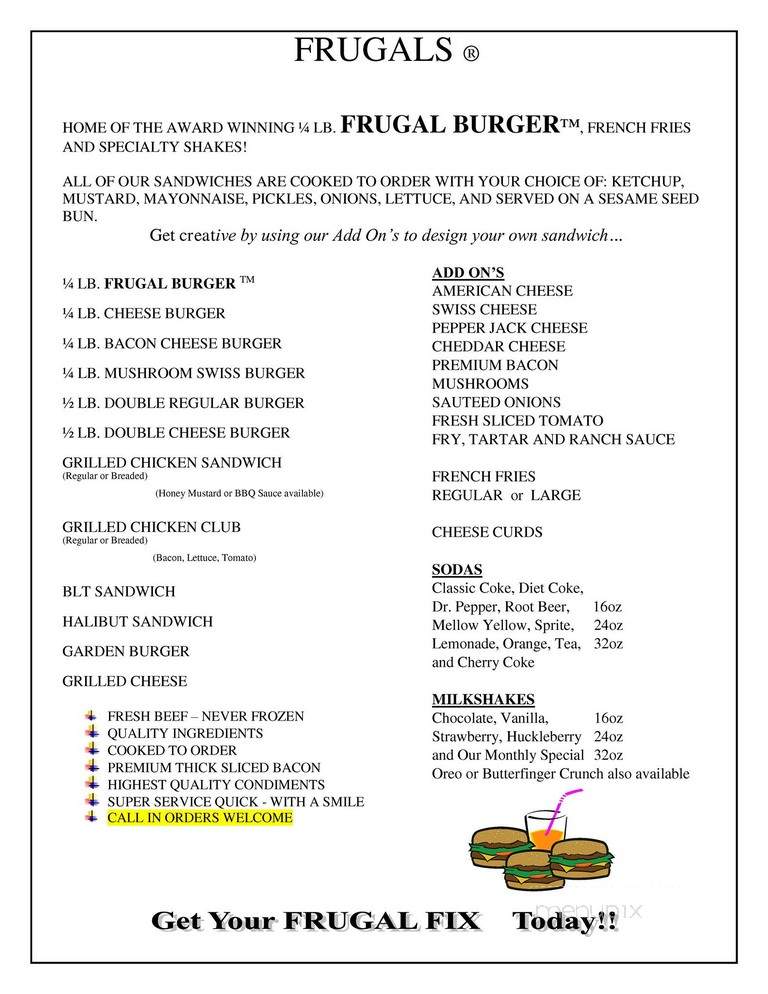 Frugals - Kalispell, MT menu_pic