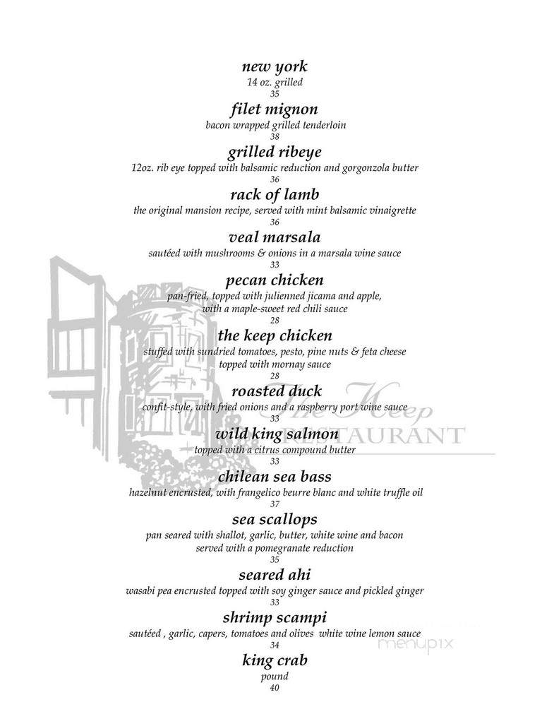 Shadows Keep Restaurant - Missoula, MT menu_pic