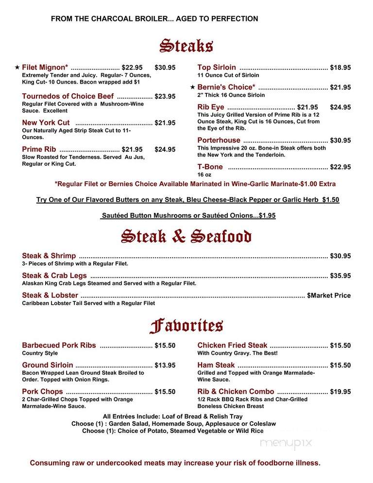 Bernardo's Steakhouse - Hastings, NE menu_pic
