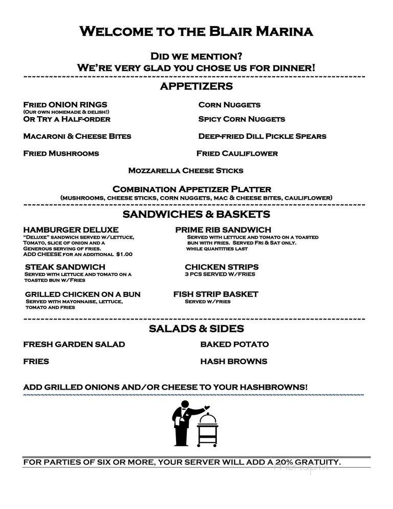 Blair Marina - Blair, NE menu_pic