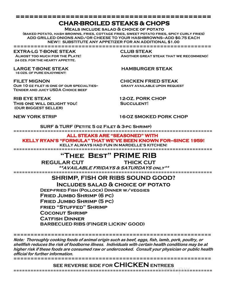 Blair Marina - Blair, NE menu_pic