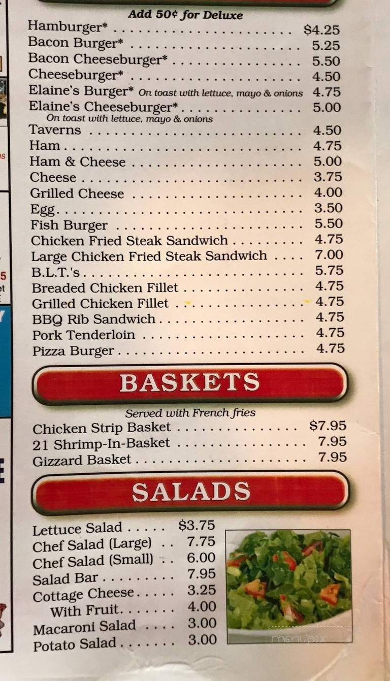 Elaine's Tavern & Cafe - Winnetoon, NE menu_pic