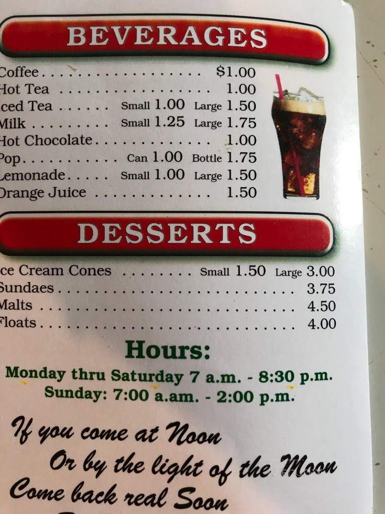 Elaine's Tavern & Cafe - Winnetoon, NE menu_pic