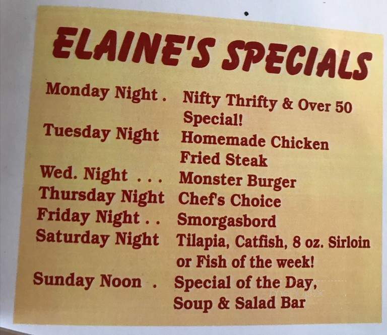 Elaine's Tavern & Cafe - Winnetoon, NE menu_pic