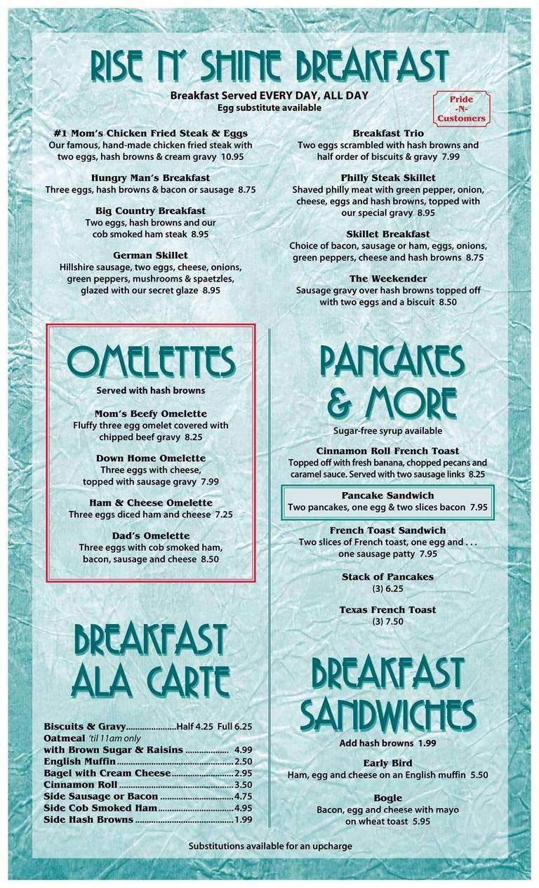 Mom's Cafe - Geneva, NE menu_pic