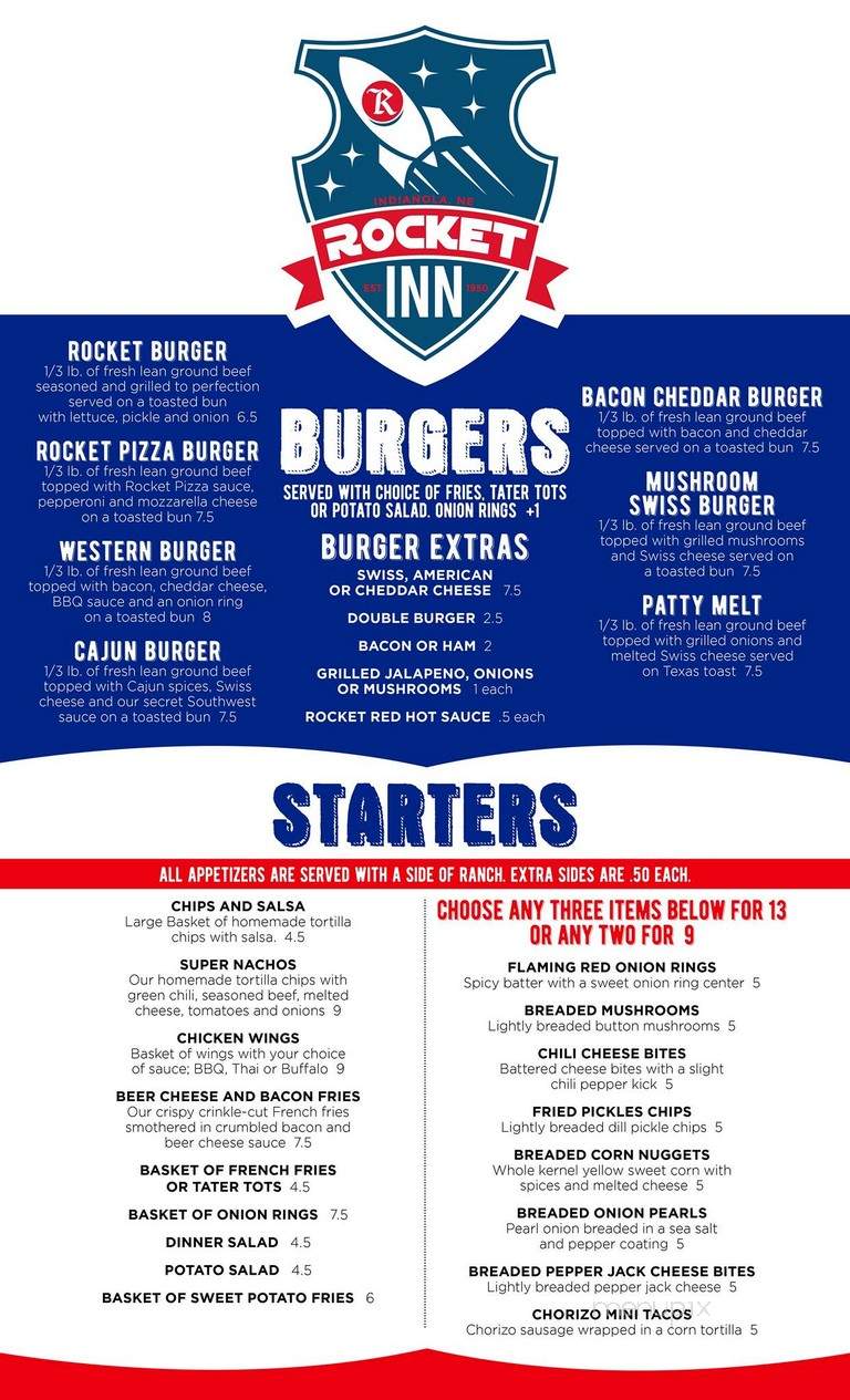 Rocket Inn - Indianola, NE menu_pic