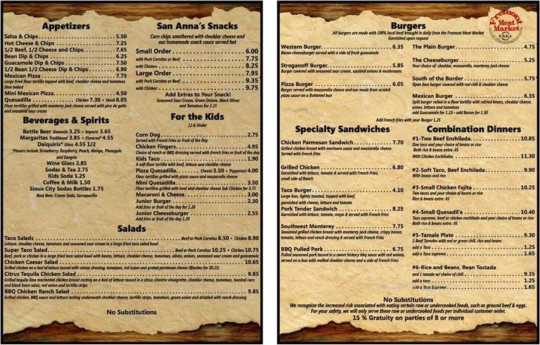 San Ann'a Pizza & Mexican - Fremont, NE menu_pic