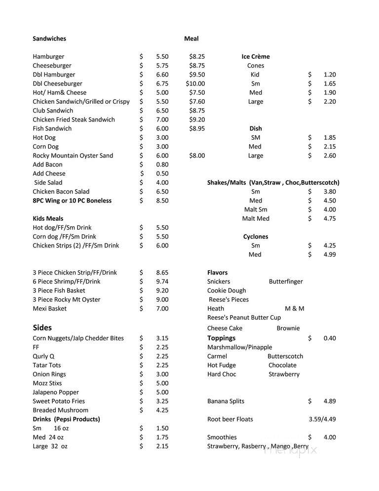 Sweden Creme Drive-Inn - Imperial, NE menu_pic