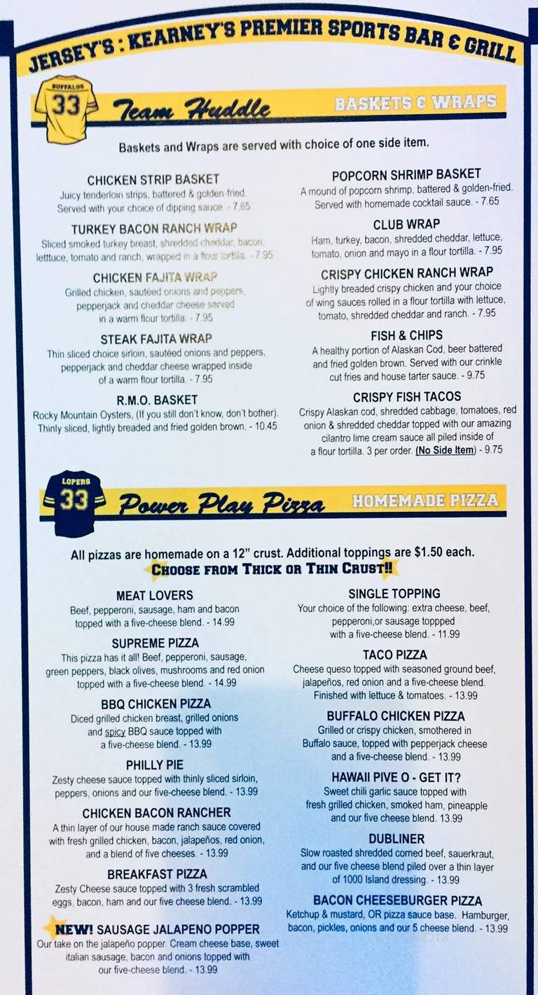 Jersey's Sports Bar & Grill - Kearney, NE menu_pic