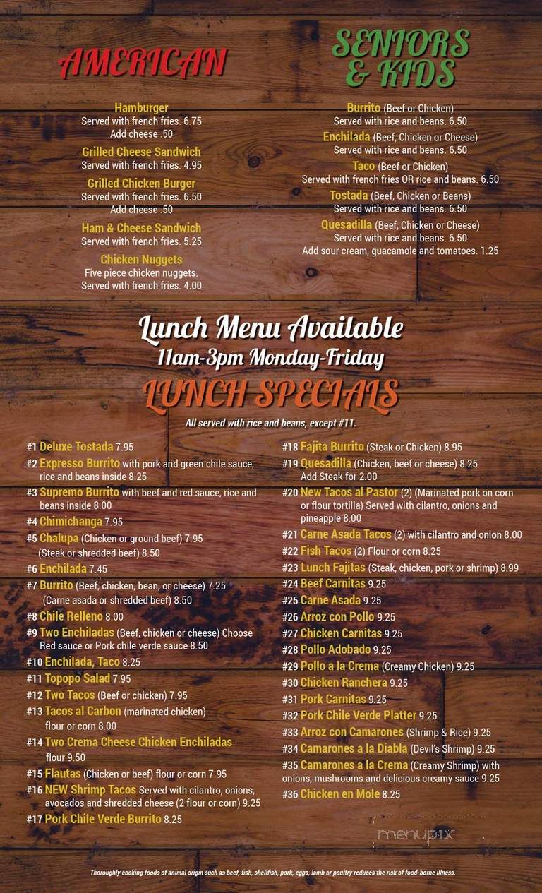 El Toro Mexican Restaurant - Lincoln, NE menu_pic