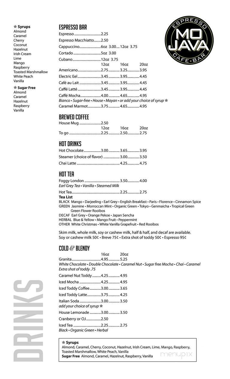 Mo Java - Lincoln, NE menu_pic
