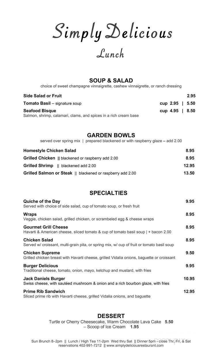Delicious! Bakery & Cafe - Valley, NE menu_pic