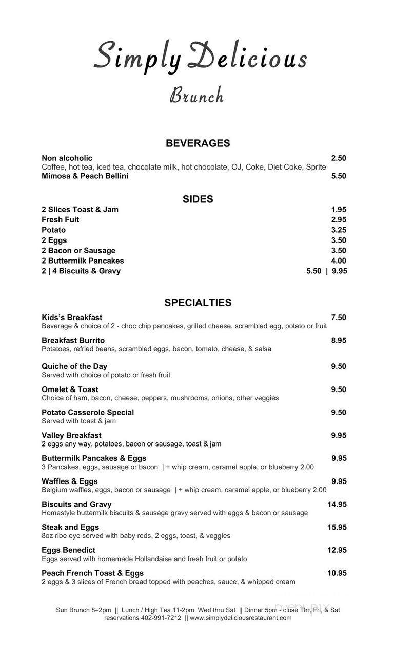 Delicious! Bakery & Cafe - Valley, NE menu_pic