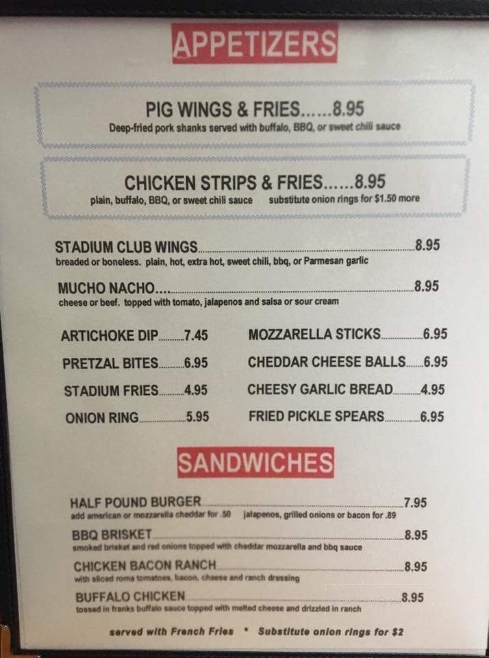 Stadium Club - Omaha, NE menu_pic
