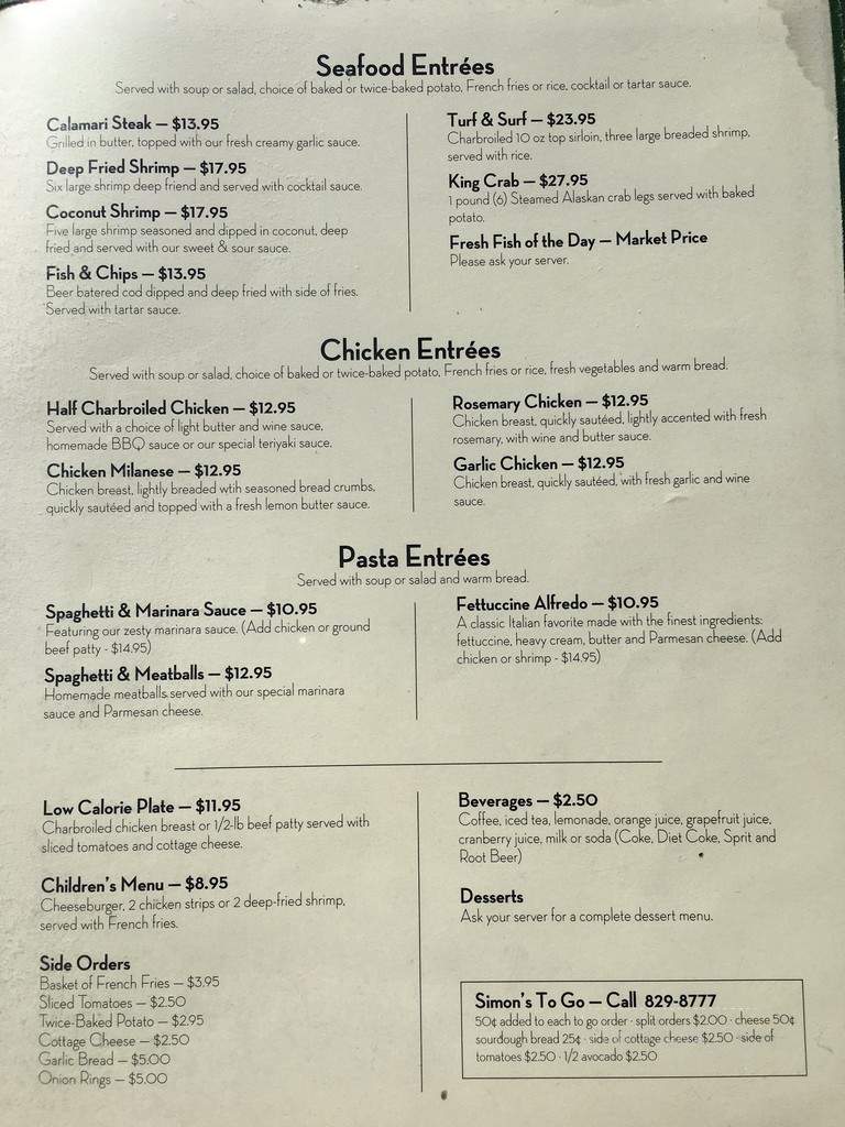 Simon's Cafe & Lounge - Reno, NV menu_pic