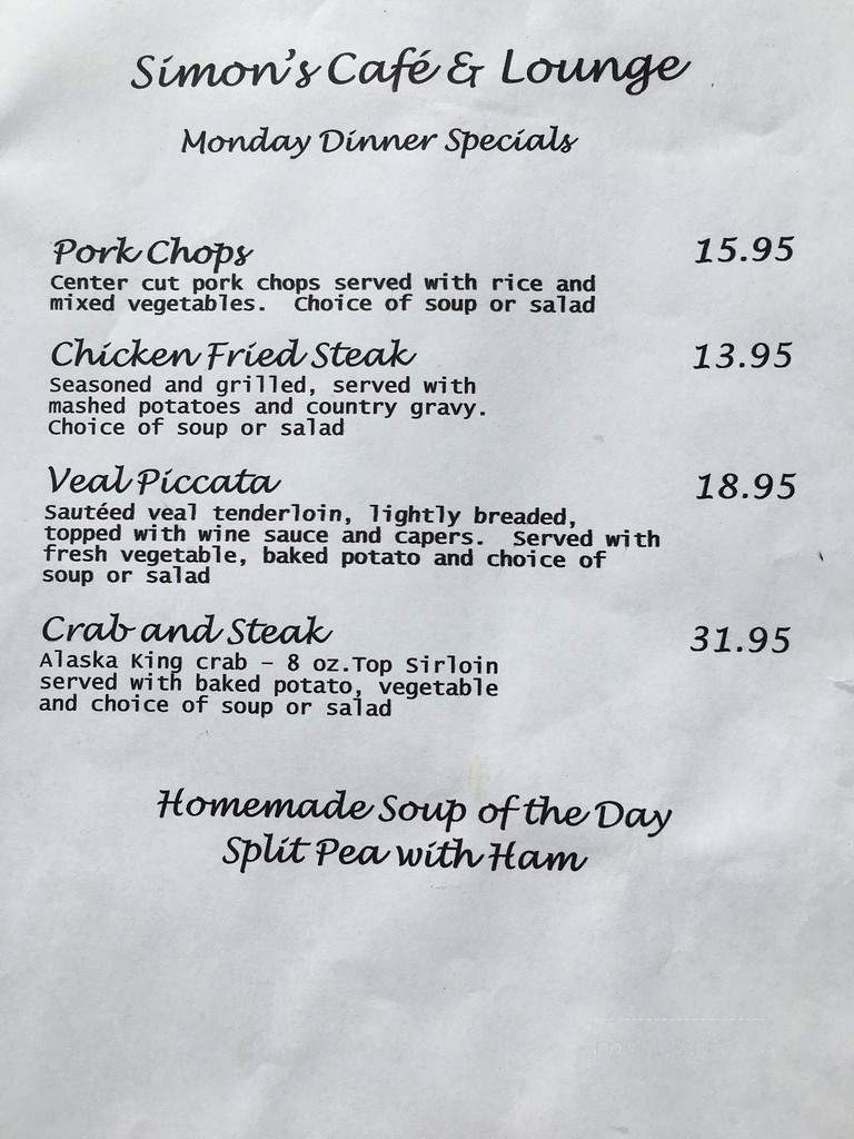 Simon's Cafe & Lounge - Reno, NV menu_pic