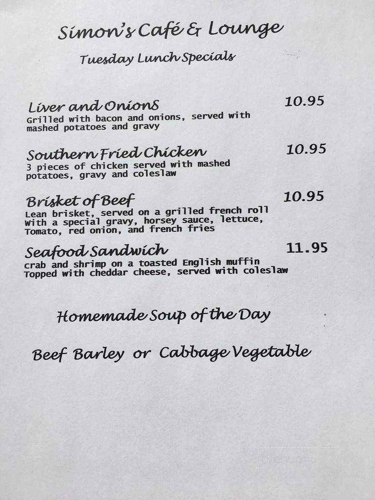 Simon's Cafe & Lounge - Reno, NV menu_pic