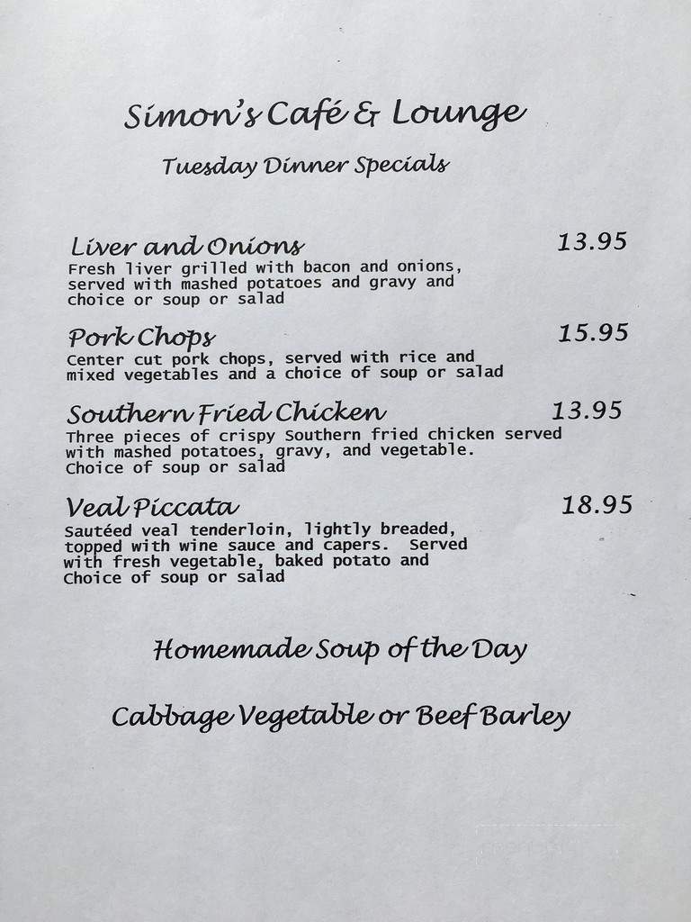 Simon's Cafe & Lounge - Reno, NV menu_pic
