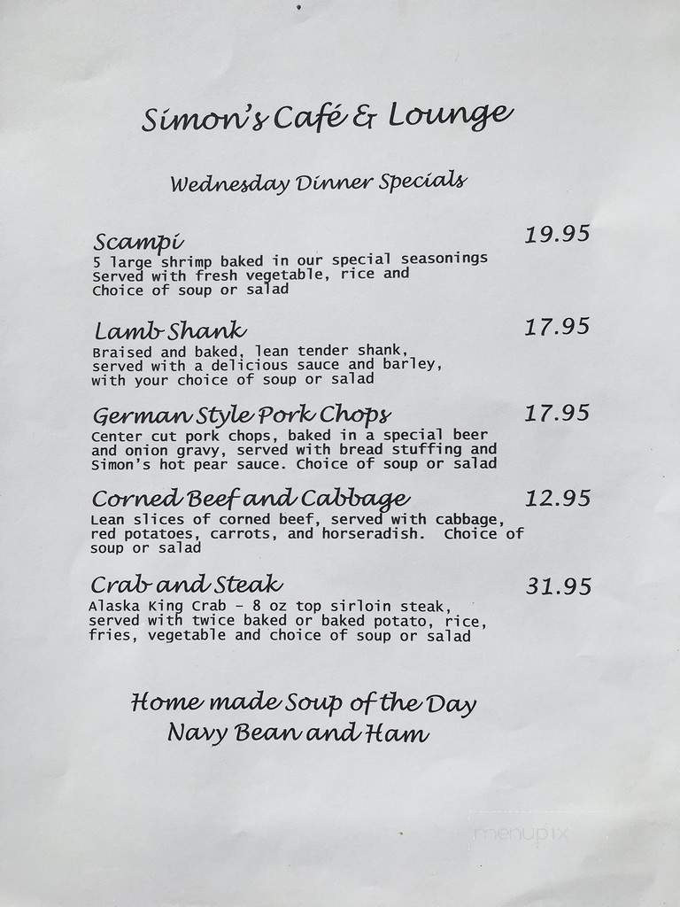 Simon's Cafe & Lounge - Reno, NV menu_pic