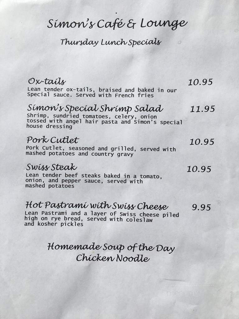 Simon's Cafe & Lounge - Reno, NV menu_pic
