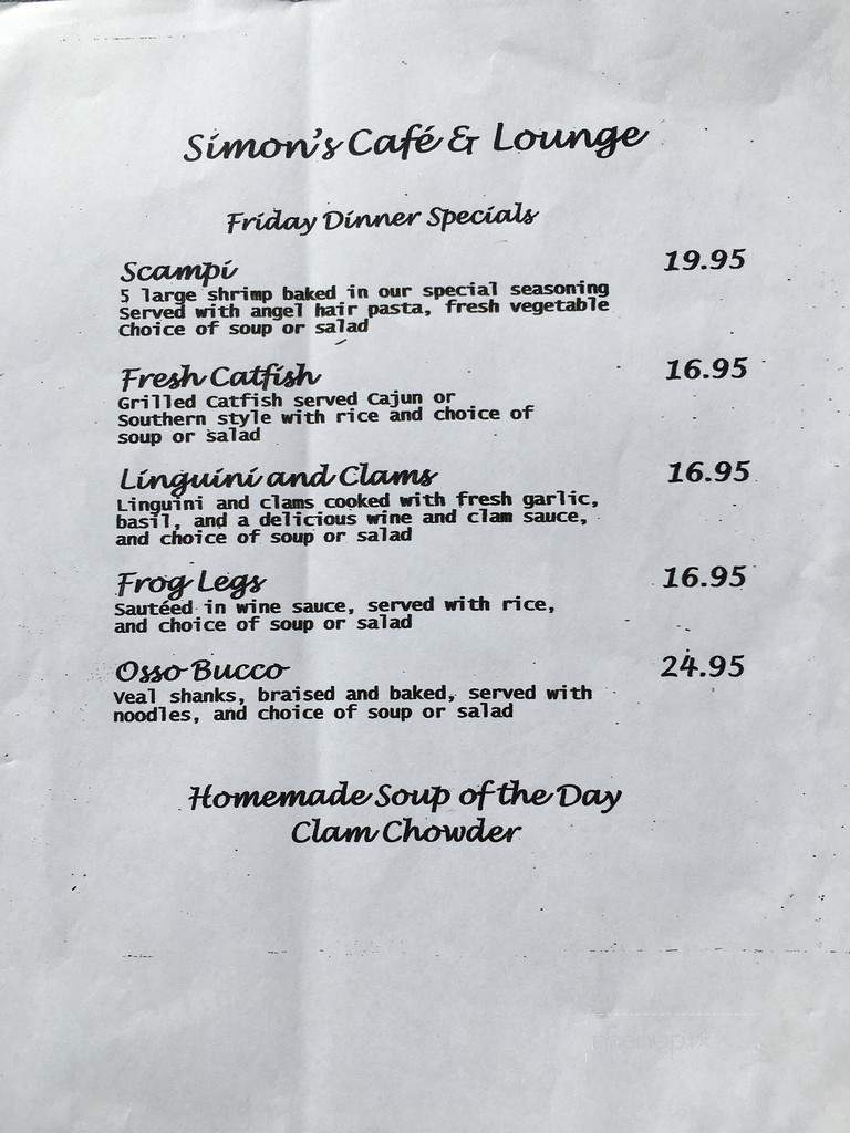 Simon's Cafe & Lounge - Reno, NV menu_pic