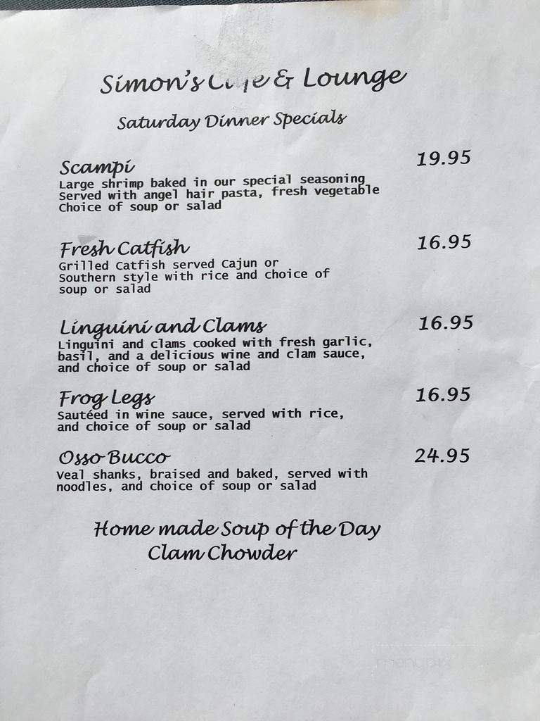 Simon's Cafe & Lounge - Reno, NV menu_pic