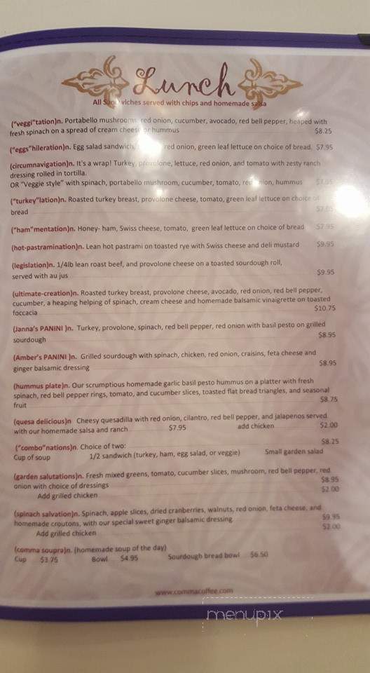 Comma Coffee - Carson City, NV menu_pic