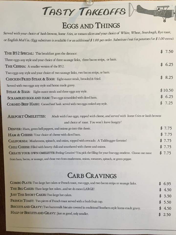 Tail Dragger Cafe - Minden, NV menu_pic